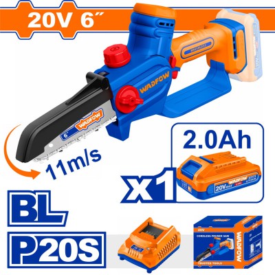 WADFOW ΣΕΤ ΑΛΥΣΟΠΡΙΟΝΟ ΚΛΑΔΕΥΤΙΚΟ ΜΠΑΤ. Li-ion 20V / 6" / 2Ah / 1 ΜΠΑΤ BL Motor (WCLP562E)