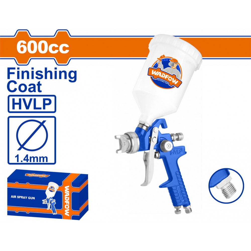 WADFOW ΠΙΣΤΟΛΙ ΒΑΦΗΣ ΑΝΩ ΔΟΧΕΙΟ ΠΛΑΣΤΙΚΟ HVLP 600cc / 1.4mm (WGA1506)