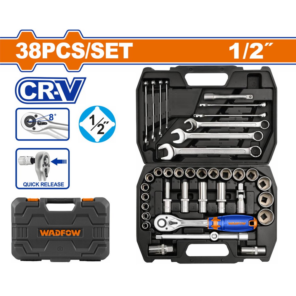 WADFOW ΚΑΣΕΤΙΝΑ ΚΑΡΥΔΑΚΙΑ 1/2" 38ΤΕΜ (WHS2038)