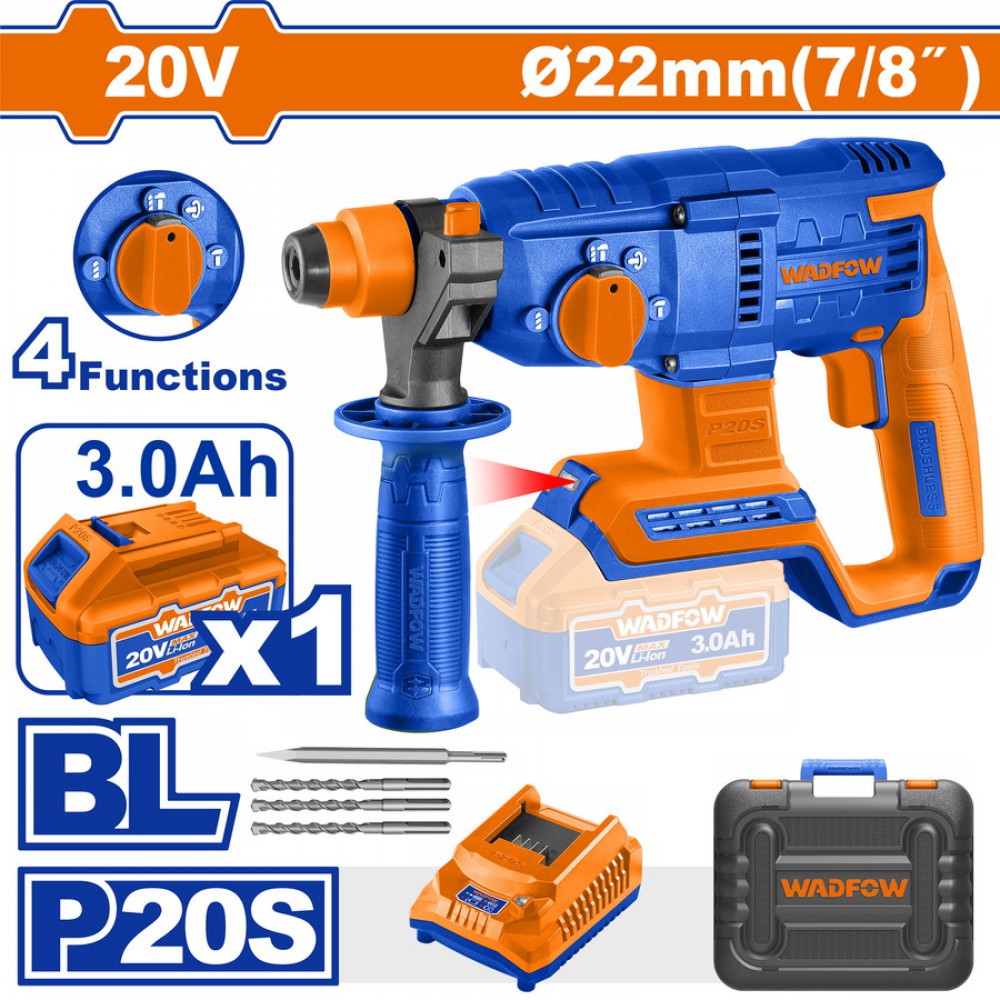 WADFOW ΠΝΕΥΜΑΤΙΚΟ ΠΙΣΤΟΛΕΤΟ ΜΠΑΤ. Li-ion 20V / 22mm / 3Ah / 1 ΜΠΑΤ (WLM1522)
