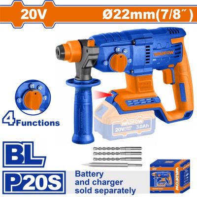 WADFOW ΠΝΕΥΜΑΤΙΚΟ ΠΙΣΤΟΛΕΤΟ ΜΠΑΤ. Li-ion 20V / 22mm ΧΩΡΙΣ ΜΠΑΤΑΡΙΑ & ΦΟΡΤΙΣΤΗ (WLM15220)