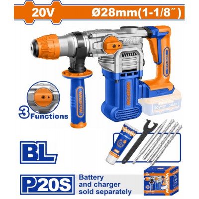 WADFOW ΠΝΕΥΜΑΤΙΚΟ ΠΙΣΤΟΛΕΤΟ ΜΠΑΤ. Li-ion 20V / 28mm ΧΩΡΙΣ ΜΠΑΤΑΡΙΑ & ΦΟΡΤΙΣΤΗ (WLM1528)