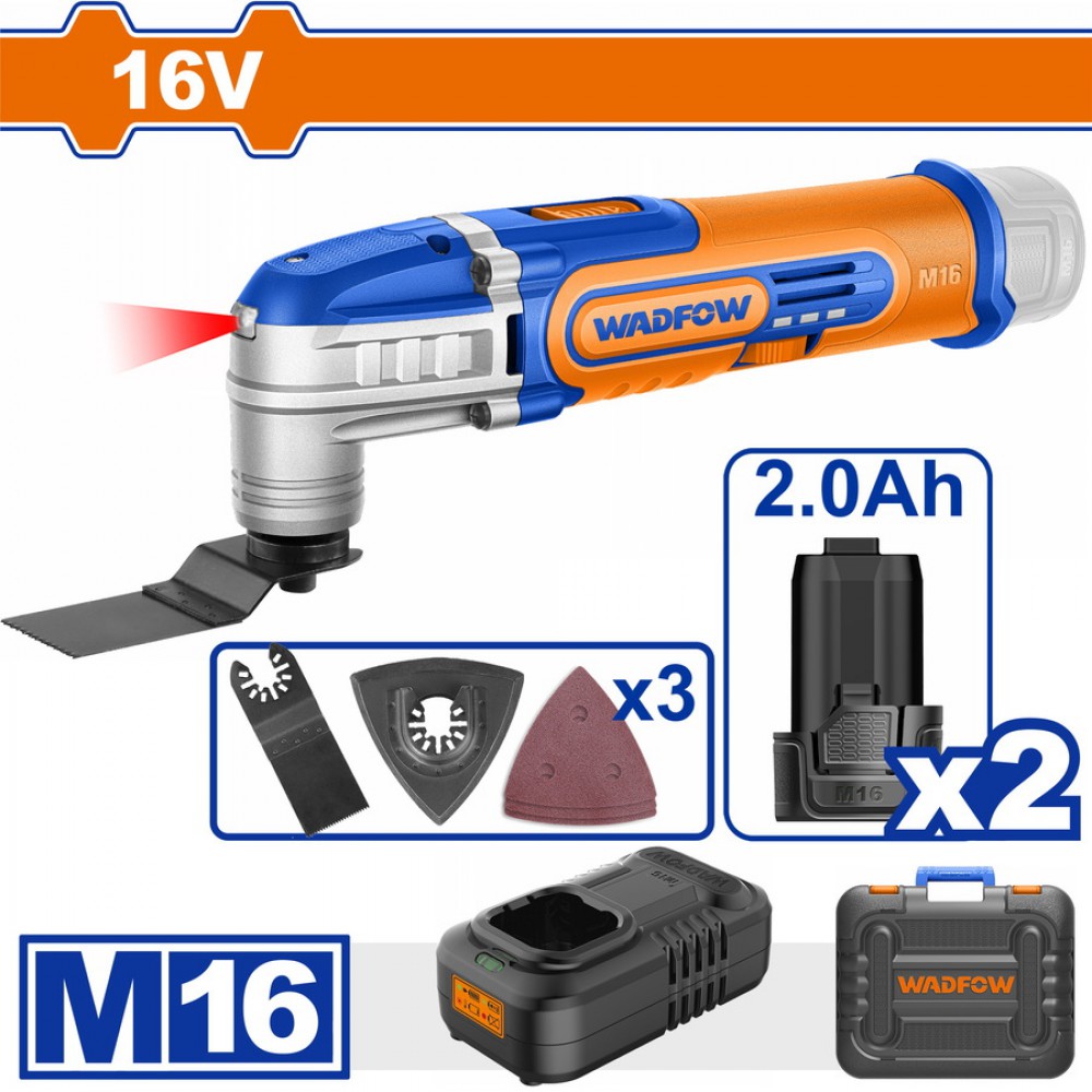 WADFOW ΠΟΛΥΕΡΓΑΛΕΙΟ ΜΠΑΤ. Li-ion 16V / 2Ah / 2 ΜΠΑΤ (WMUM5012E)