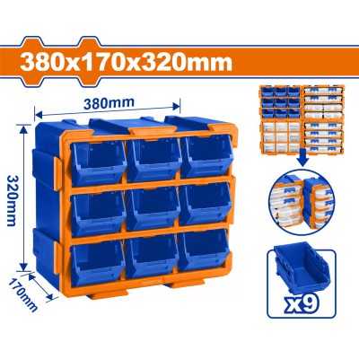 WADFOW ΣΥΡΤΑΡΙΕΡΑ ΑΠΟΘΗΚΕΥΣΗΣ ME ΣΚΑΦΑΚΙΑ 380X170X320mm (WTB8330)