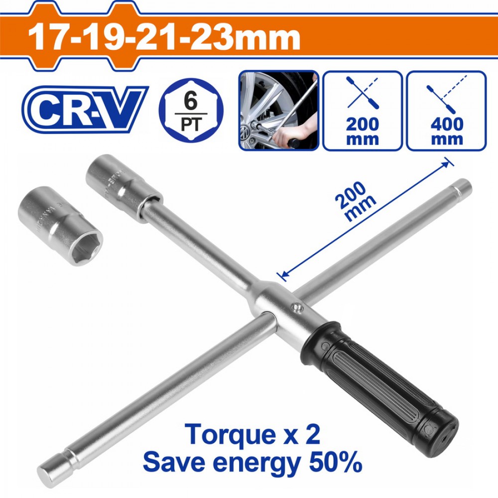 WADFOW ΤΡΟΧΟΚΛΕΙΔΟ-ΣΤΑΥΡΟΣ ΑΥΤΟΚΙΝΗΤΟΥ 1/2" / 17-19-21-23mm (WTH6516)