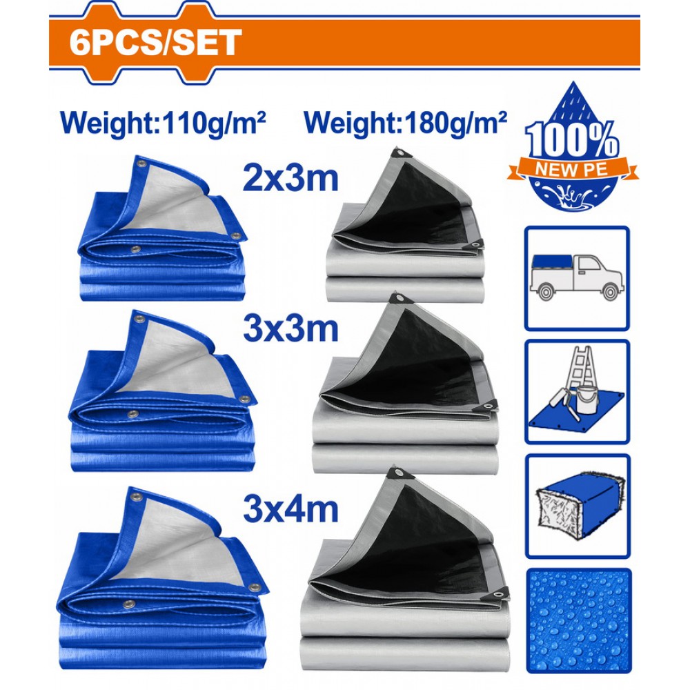 WADFOW ΣΕΤ ΜΟΥΣΑΜΑΔΕΣ ΑΔΙΑΒΡΟΧΟΙ 110gr/m2 & 180gr/m2 6 ΤΕΜ ONE PROMOTION (WTQ9106)