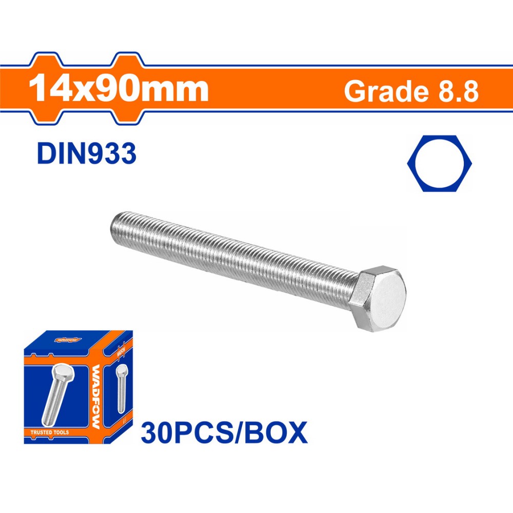 WADFOW ΒΙΔΑ ΕΞΑΓΩΝΗ ΓΑΛΒ. 8.8 DIN933 14X90 30TEM (WXSP55GA)