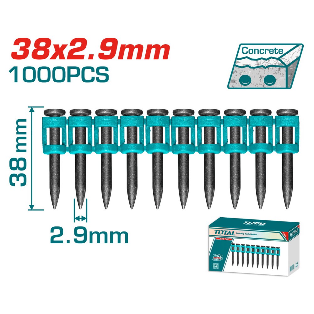 TOTAL ΚΑΡΦΙΑ ΓΙΑ ΣΚΥΡΟΔΕΜΑ 38mm / 1000 ΤΕΜ ΓΙΑ TCNLI9005 / TCNLI9008 (TAC02381)