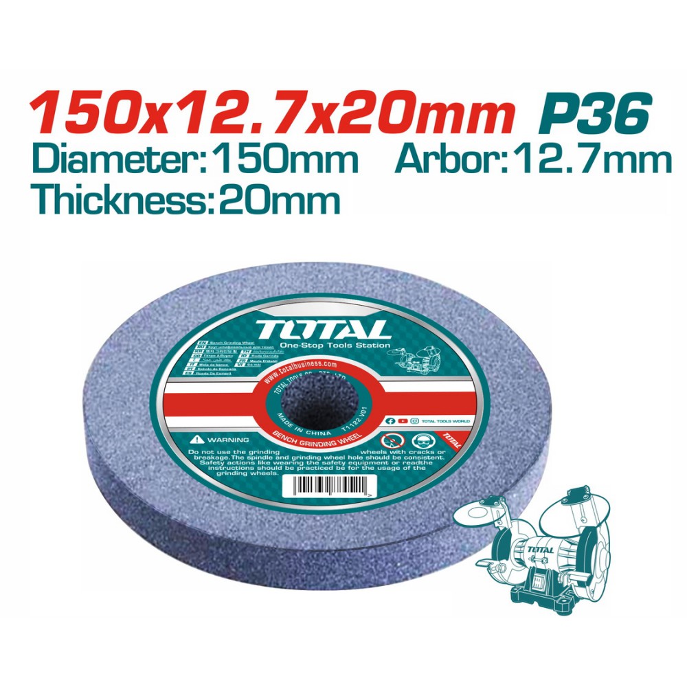 TOTAL ΣΜΥΡΔΟΤΡΟΧΟΣ Φ-150 Χ 12.7 Χ 20mm / 36grit ΓΙΑ TGB15015 (TAC1506026)