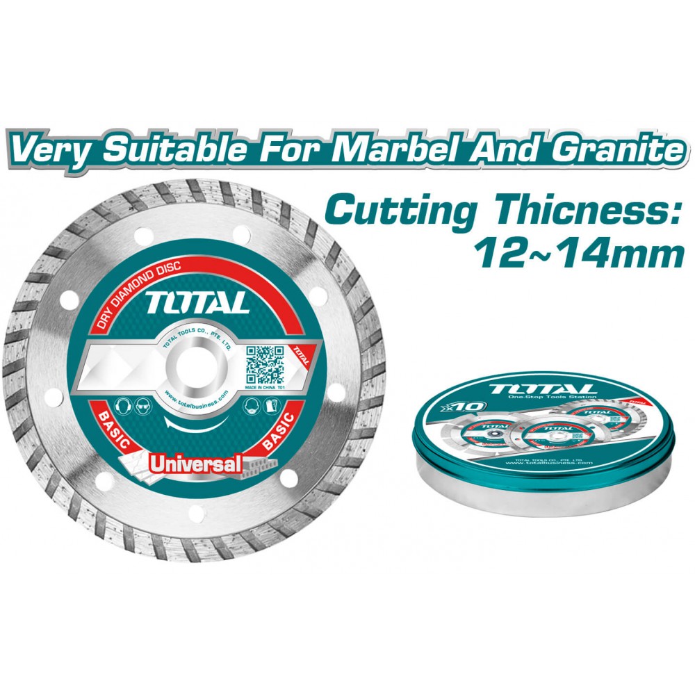 TOTAL ΔΙΑΜΑΝΤΟΔΙΣΚΟΙ TURBO ΞΗΡΑΣ ΚΟΠΗΣ 180mm 5TEM ΣΕ ΜΕΤΑΛΛΙΚΟ ΚΟΥΤΑΚΙ (TAC2131803M)