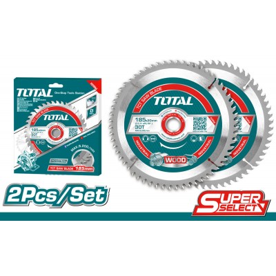 TOTAL ΣΕΤ ΔΙΣΚΟΙ ΚΟΠΗΣ ΞΥΛΟΥ Φ-185 Χ 20mm 30Τ 2TEM ΓΙΑ TS11418526 / TS1161856 / TSLI1851 (TAC231410)