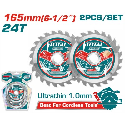 TOTAL ΕΠΑΓΓ. ΣΕΤ ΔΙΣΚΟΙ ΚΟΠΗΣ ΞΥΛΟΥ Φ-165 Χ 20mm 24Τ 2TEM ΓΙΑ TSLI1652 (TAC2331653)