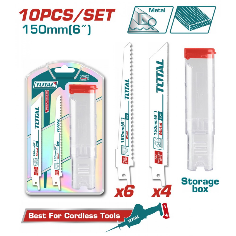 TOTAL ΛΑΜΑ ΣΠΑΘΟΣΕΓΑΣ ΜΕΤΑΛΛΟΥ+ΞΥΛΟΥ 150mm 10ΤΕΜ (TAC521002)