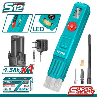 TOTAL ΣΕΤ ΑΕΡΟΣΥΜΠ. ΑΕΡΟΣ ΜΠΑΤ. Li-ion 12V / 1.5Ah / 1 ΜΠΑΤΑΡΙΑ (TACLI12011)