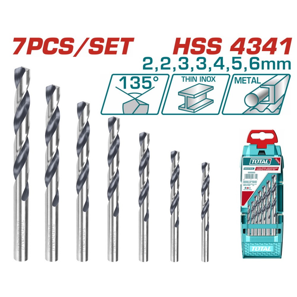 TOTAL ΕΠΑΓΓ. ΣΕΤ ΤΡΥΠΑΝΙΑ HSS DIN4341 7ΤΕΜ (TACSD0075)