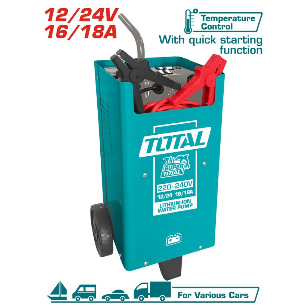 TOTAL ΕΠΑΓΓ. ΦΟΡΤΙΣΤΗΣ-ΕΚΚΙΝΗΤΗΣ ΜΠΑΤΑΡΙΩΝ 12/24V / 16-18A / 70-300Ah (TBC2201)