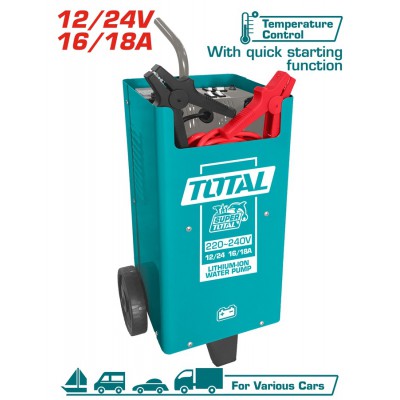 TOTAL ΕΠΑΓΓ. ΦΟΡΤΙΣΤΗΣ-ΕΚΚΙΝΗΤΗΣ ΜΠΑΤΑΡΙΩΝ 12/24V / 16-18A / 70-300Ah (TBC2201)