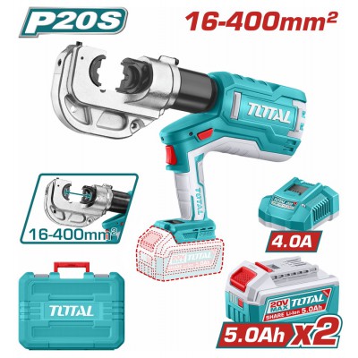 TOTAL ΕΠΑΓΓ. ΥΔΡΑΥΛΙΚΗ ΠΡΕΣΑ ΚΑΛΩΔΙΩΝ 16-400mm2 ΜΠΑΤ. Li-ion 20V / 5Ah / 2 ΜΠΑΤΑΡΙΕΣ (TCTLI2005)