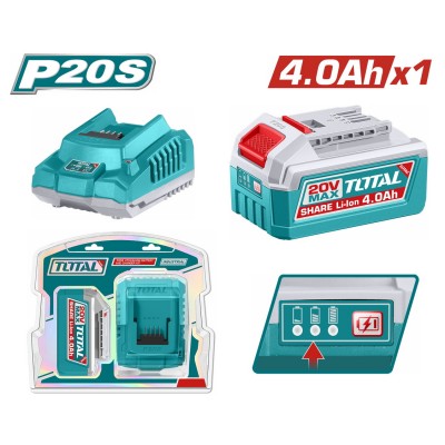 TOTAL ΕΠΑΓΓ. ΣΕΤ 1τεμ ΜΠΑΤ. TFBLI2002 Li-ion 20V/4Ah + 1τεμ ΦΟΡΤΙΣΤΗΣ TFCLI2001 (TFBCPK1012)