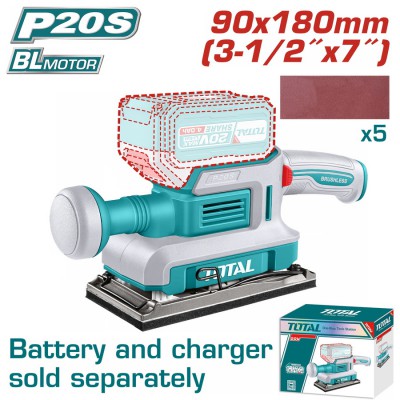 TOTAL ΕΠΑΓΓ. ΠΑΛΜΙΚΟ ΤΡΙΒΕΙΟ ΜΠΑΤ. Li-ion 20V / 90X180mm ΧΩΡΙΣ ΜΠΑΤΑΡΙΑ & ΦΟΡΤΙΣΤΗ (TFSLI2031)