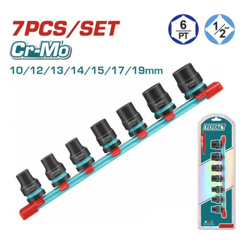 TOTAL ΕΠΑΓΓ. ΣΕΤ ΚΑΡΥΔΑΚΙΑ ΑΕΡΟΣ ΜΑΥΡΑ ΕΞΑΓΩΝΑ 1/2" 7 ΤΕΜ (THKISD12073)