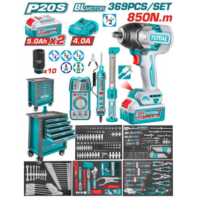 TOTAL ΕΠΑΓΓ. ΕΡΓΑΛΕΙΟΦΟΡΟΣ ΜΕ ΜΠΟΥΛΟΝΟΚΛΕΙΔΟ 850Nm & 369ΤΕΜ ΕΡΓΑΛΕΙΑ (THPTCS83692)