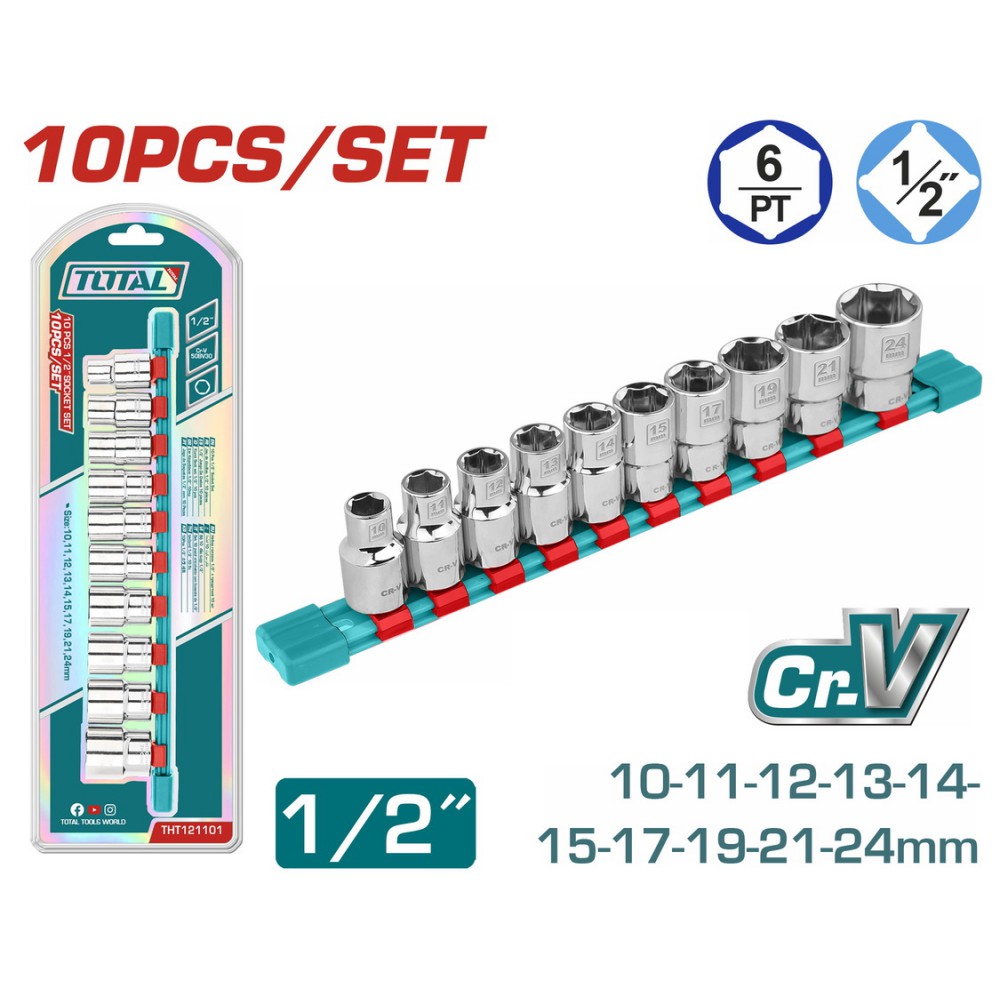 TOTAL ΕΠΑΓΓ. ΣΕΤ ΚΑΡΥΔΑΚΙΑ 1/2" 10ΤΕΜ (THT121101)