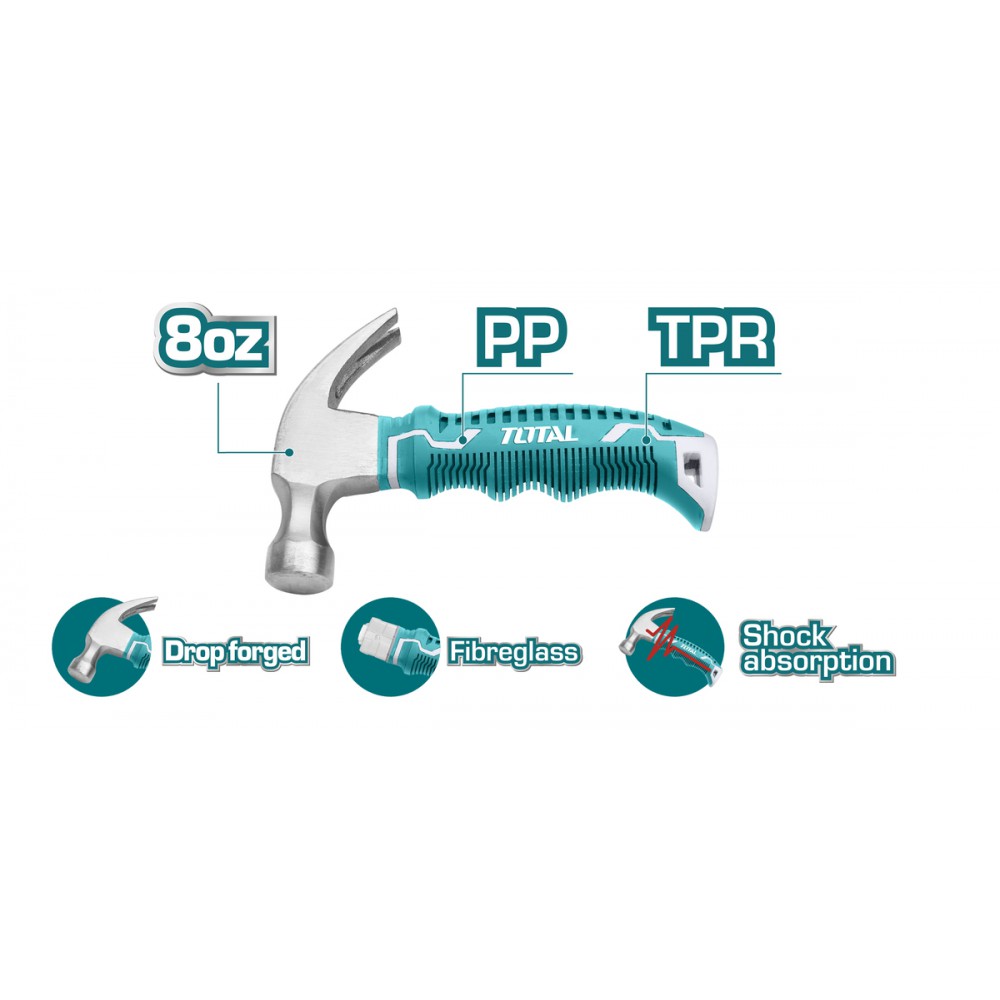 TOTAL ΣΦΥΡΙ ΣΑΜΟΥΤΣΑ-ΠΡΟΚΟΒΓΑΛΤΗΣ ΠΛΑΣΤΙΚΗ ΛΑΒΗ 350gr ANTI-SHOCK (THTM7386D)