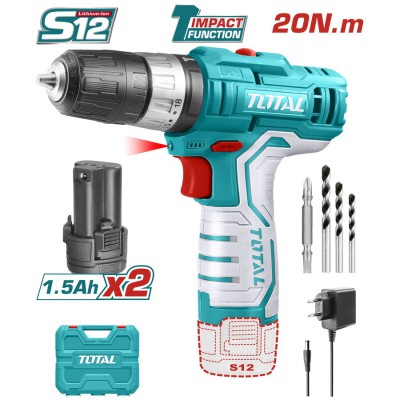 TOTAL ΔΡΑΠΑΝΟΚΑΤΣΑΒΙΔΟ ΚΡΟΥΣΤΙΚΟ ΜΠΑΤ. Li-ion 12V / 1.5Ah / 20Nm / 2 ΜΠΑΤ (TIDLI12201)