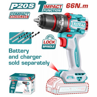 TOTAL ΕΠΑΓΓ. ΔΡΑΠΑΝΟΚΑΤΣΑΒΙΔΟ ΚΡΟΥΣΤΙΚΟ ΜΠΑΤ. Li-ion 20V / 66Nm BL Motor ΧΩΡΙΣ ΜΠΑΤ & ΦΟΡΤΙΣΤΗ (TIDLI206681)