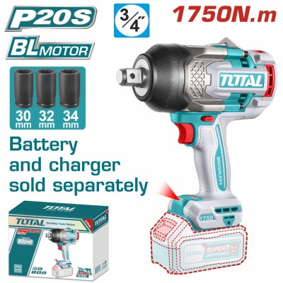 TOTAL ΕΠΑΓΓ. ΜΠΟΥΛΟΝΟΚΛΕΙΔΟ ΜΠΑΤ. Li-ion 20V / 1750Nm ΧΩΡΙΣ ΜΠΑΤΑΡΙΑ & ΦΟΡΤΙΣΤΗ (TIWLI201751)