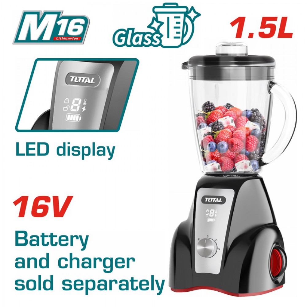 TOTAL ΜΠΛΕΝΤΕΡ ΜΠΑΤ.  Li-ion 16V / 1.5Lit ΧΩΡΙΣ ΜΠΑΤΑΡΙΑ & ΦΟΡΤΙΣΤΗ (TJB050K)
