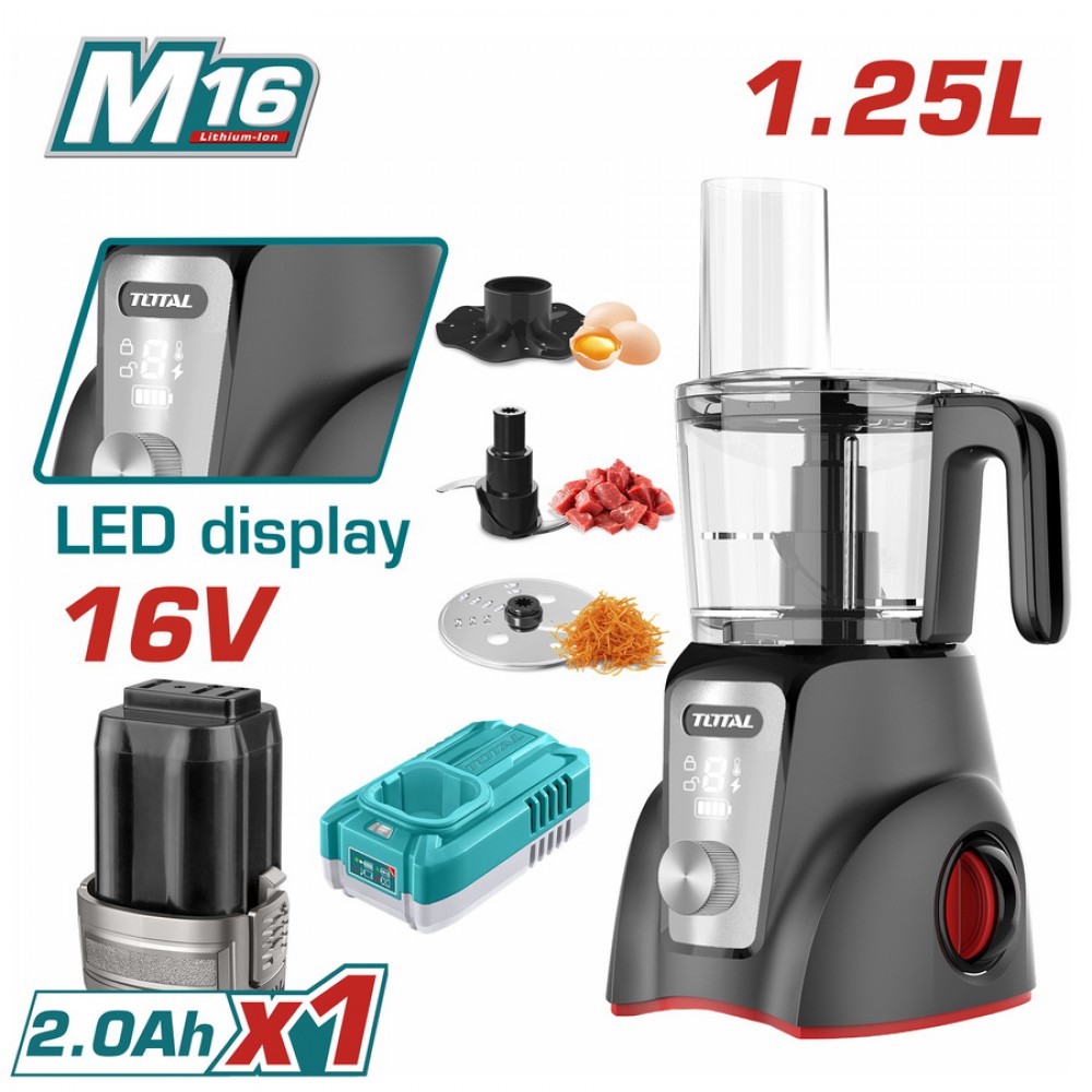 TOTAL ΜΠΛΕΝΤΕΡ - ΠΟΛΥΚΟΠΤΗΣ Multi ΜΠΑΤ.  Li-ion 16V / 1.25Lit / 2Ah / 1 ΜΠΑΤ (TMG027K)
