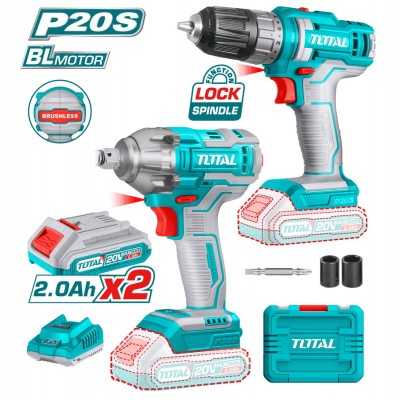 TOTAL ΣΕΤ ΔΡΑΠΑΝΟΚΑΤΣΑΒΙΔΟ + ΜΠΟΥΛΟΝΟΚΛΕΙΔΟ ΜΠΑΤ. Li-ion 20V / 2Ah / 2 ΜΠΑΤ (TOSLI230702)