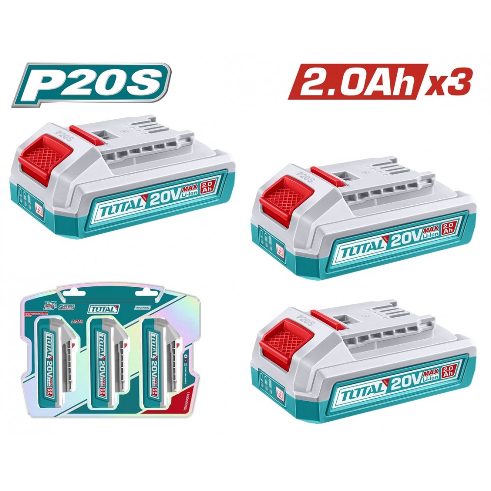 TOTAL ΕΠΑΓΓ. ΣΕΤ 3τεμ ΜΠΑΤ. TFBLI2001 Li-ion 20V / 2Ah (TOSLI240311E)