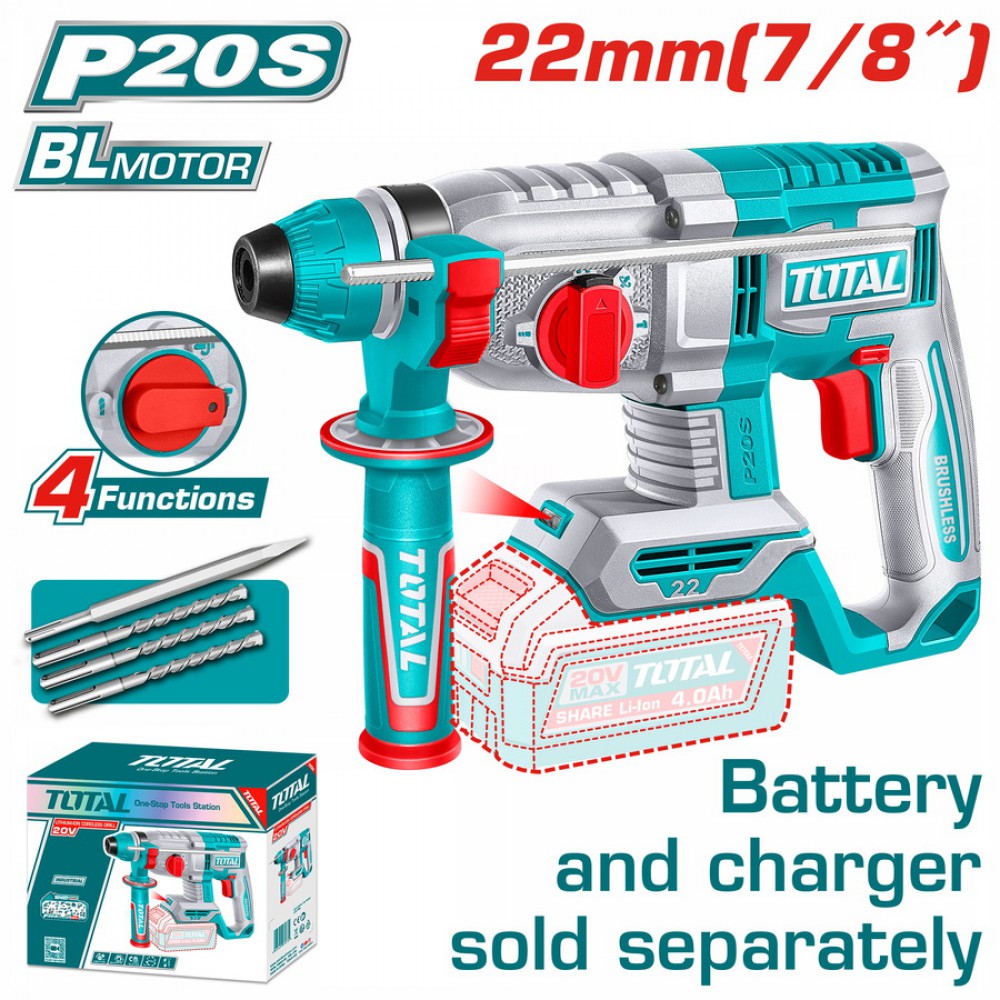 TOTAL ΕΠΑΓΓ. ΠΝΕΥΜΑΤΙΚΟ ΠΙΣΤΟΛΕΤΟ ΜΠΑΤ. Li-ion 20V / 22mm ΧΩΡΙΣ ΜΠΑΤΑΡΙΑ & ΦΟΡΤΙΣΤΗ (TRHLI21228)