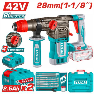 TOTAL ΕΠΑΓΓ ΣΕΤ ΠΝΕΥΜΑΤΙΚΟ ΠΙΣΤΟΛΕΤΟ ΜΠΑΤ. Li-ion 42V / 28mm/ 2.5Ah / 2 ΜΠΑΤ BL Motor (TRHLI422882E)