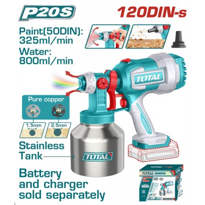 TOTAL ΠΙΣΤΟΛΙ ΒΑΦΗΣ ΜΕ ΜΕΤΑΛ. ΔΟΧΕΙΟ ΜΠΑΤ. Li-ion 20V ΧΩΡΙΣ ΜΠΑΤ & ΦΟΡΤΙΣΤΗ (TSGLI20041)
