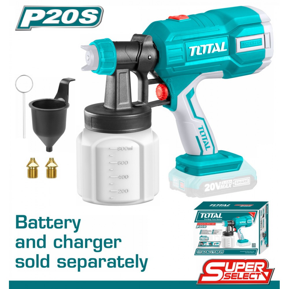 TOTAL ΠΙΣΤΟΛΙ ΒΑΦΗΣ ΜΠΑΤ. Li-ion 20V ΧΩΡΙΣ ΜΠΑΤΑΡΙΑ & ΦΟΡΤΙΣΤΗ (TSGLI2003)