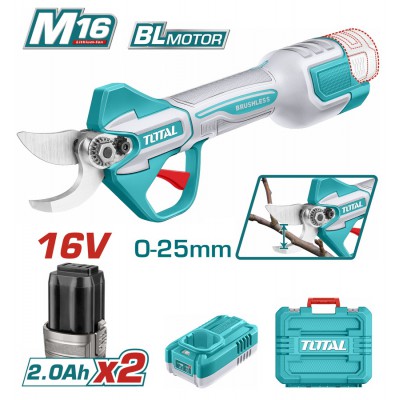 TOTAL ΕΠΑΓΓ. ΨΑΛΙΔΙ ΚΛΑΔΕΜΑΤΟΣ ΜΠΑΤ. Li-ion 16V / 2Ah / 2 ΜΠΑΤ BL Motor (TSSLI162582E)