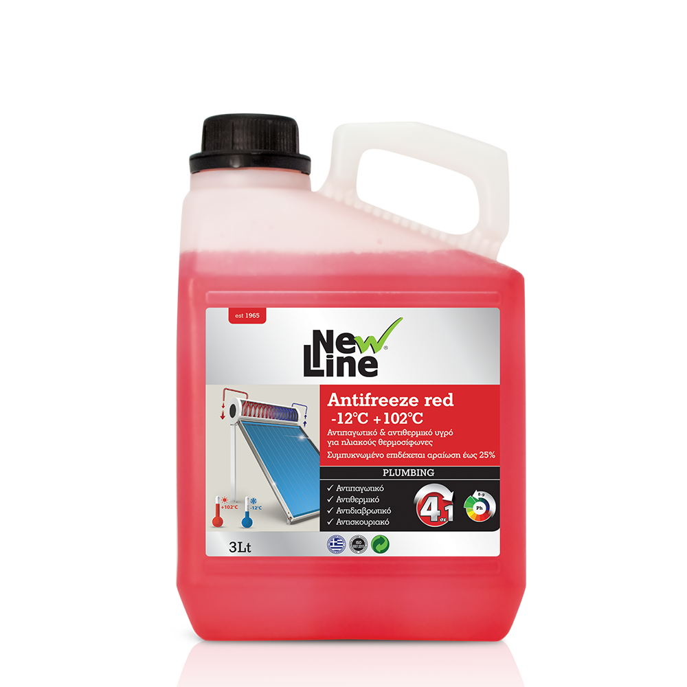 Antifreeze Red -12°C + 102°C Αντιπαγωτικό & αντιθερμικό υγρό για ηλιακούς θερμοσίφωνες 3L