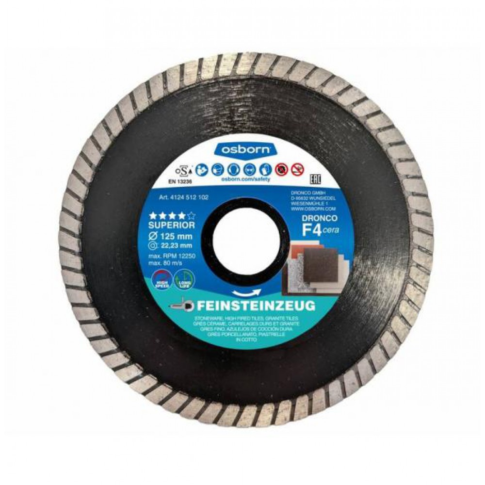 OSBORN 4124512102 ΔΙΑΜΑΝΤΟΔΙΣΚΟΣ F4 CERA ΓΙΑ ΓΡΑΝΙΤΟΠΛΑΚΑΚΙ 125MM