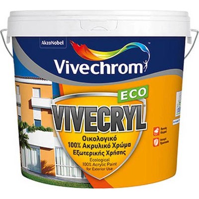 Vivechrom Vivecryl Eco Πλαστικό Χρώμα Ακρυλικό Οικολογικό για Εξωτερική Χρήση 10lt